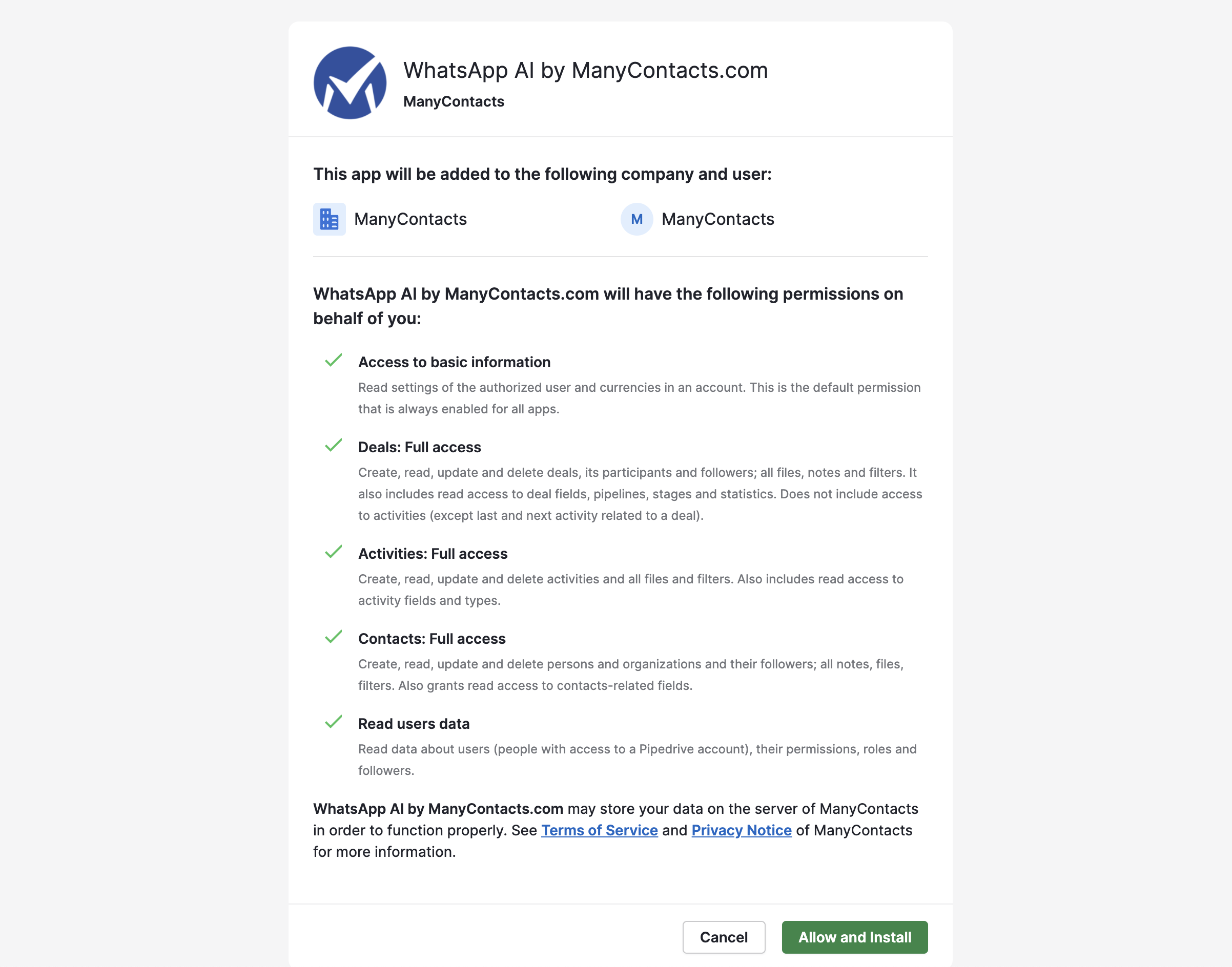 Screenshot of website ManyContacts.com