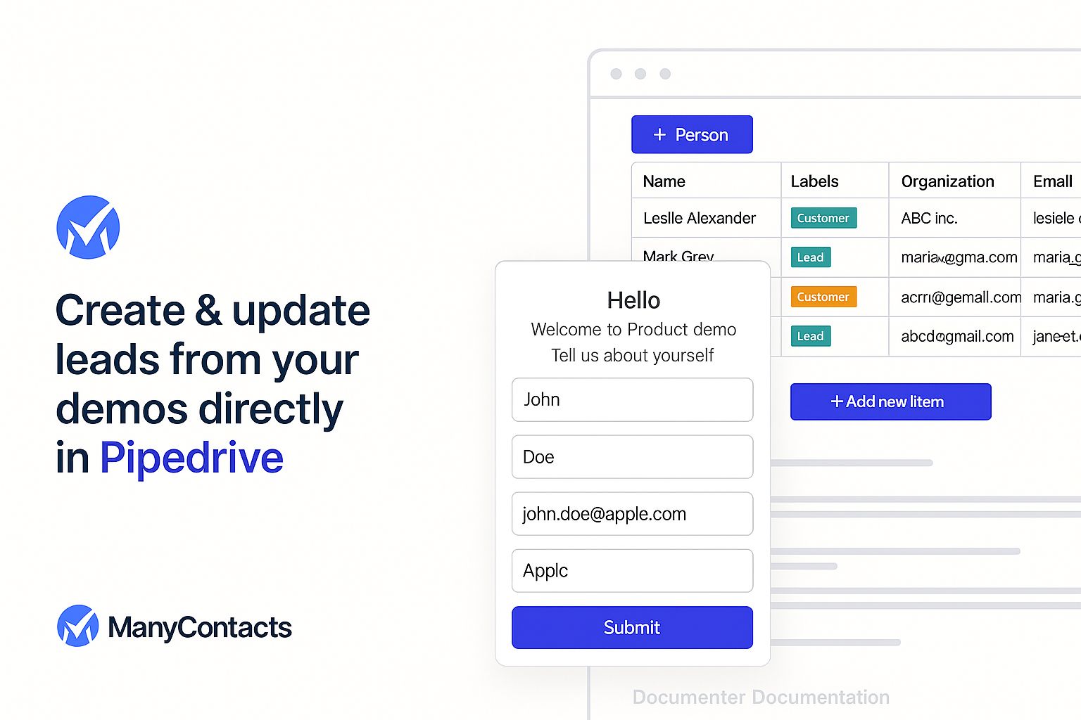Screenshot of website ManyContacts.com